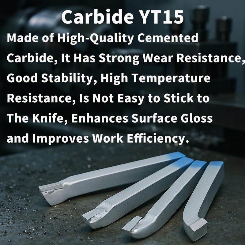 ANKEBO 10PCS 1/2" Welding Carbide Lathe Tool Set, YT15 Brazed Carbide Tip Turning Tools for Metal, Steel and Cast Steel, 12mm Lathe Cutter Set for Metalworking, External & Internal Turning, Threading,Parting - Image 2